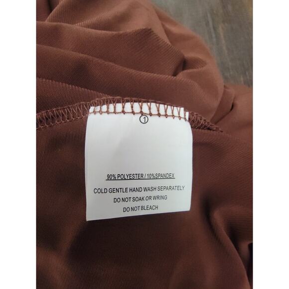 NWT Hello Molly Slip Maxi Dress SZ Small 4 Cowl Neck Backless Chocolate Brown - Picture 13 of 14